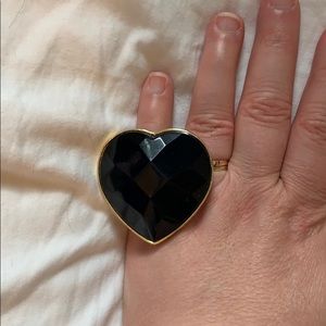 Oversized black heart ring